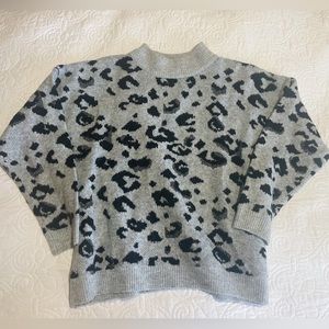 Gray Leopard Print Sweater